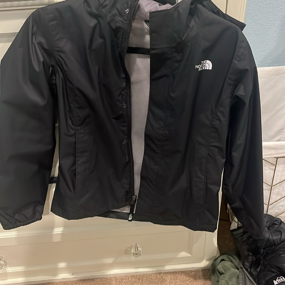 Black North Face rain coat